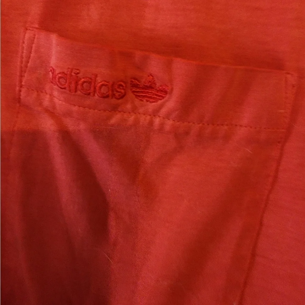 Vintage 70s Adidas Trefoil Polo Spellout pocket Large red